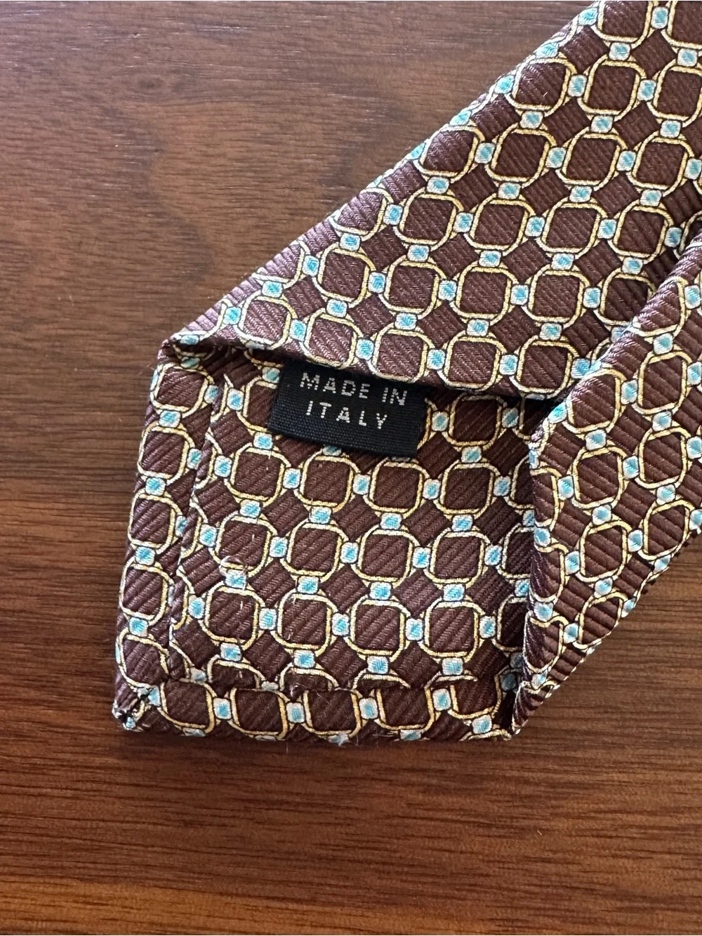 Luigi Borrelli Brown Geometric Silk Tie